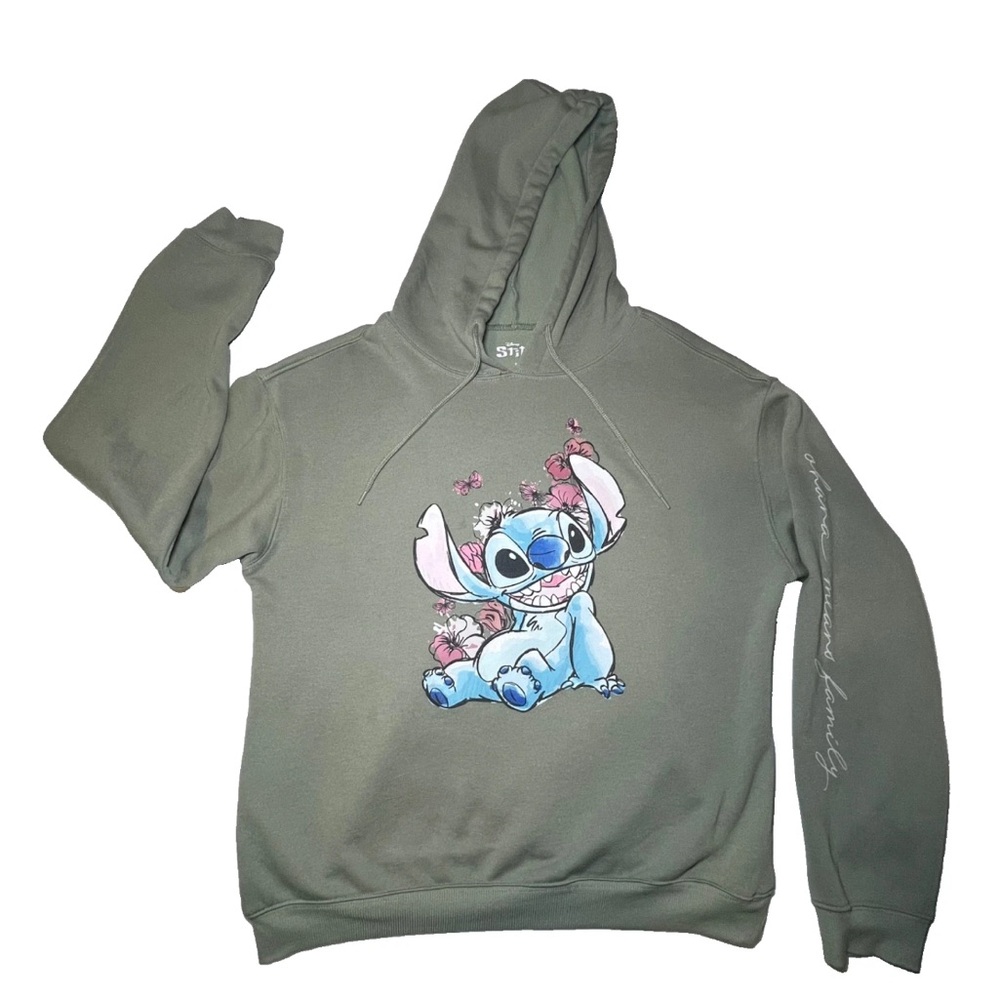 Disney Lilo & Stitch Olive green Hoodie with Graphic print size L